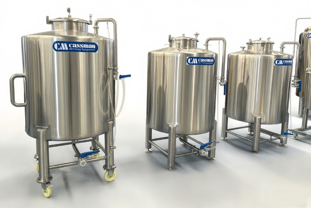 Мобильный пивной танк на колёсах 100–1000 л | SUS304, CIP, блокировочные колёса — для пивоварен и мероприятий